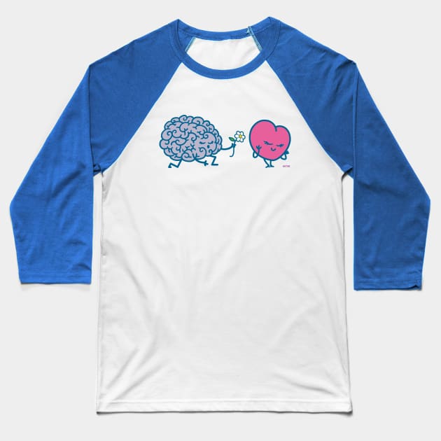 Brain and Heart Baseball T-Shirt by KKTEE